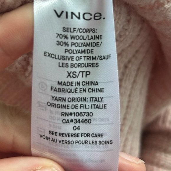 Vince Side Slit Crew Neck Sweater Pullover pink Blush Size XS Wool - Picture 10 of 12